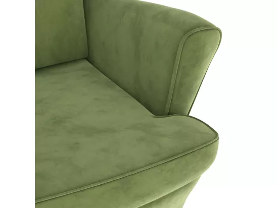 Fauteuil à oreilles avec tabouret vert clair velours
