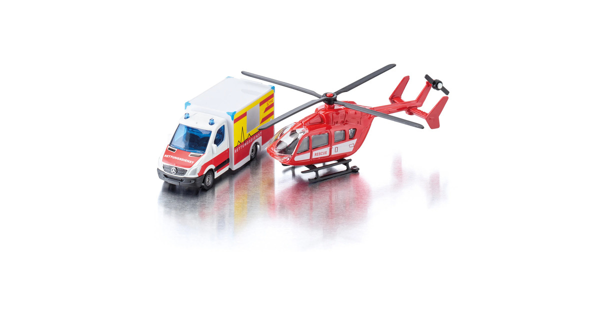SIKUSuper - Mercedes-Benz ambulance en helikopter Modelvoertuig