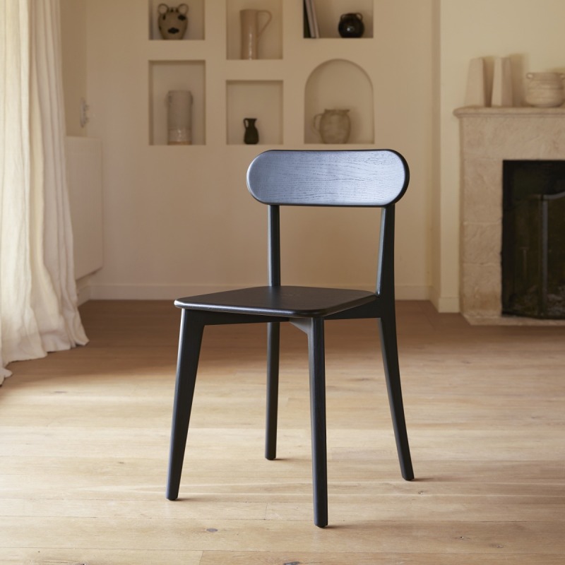 Chaise Abel en chêne massif noir - Lot de 2