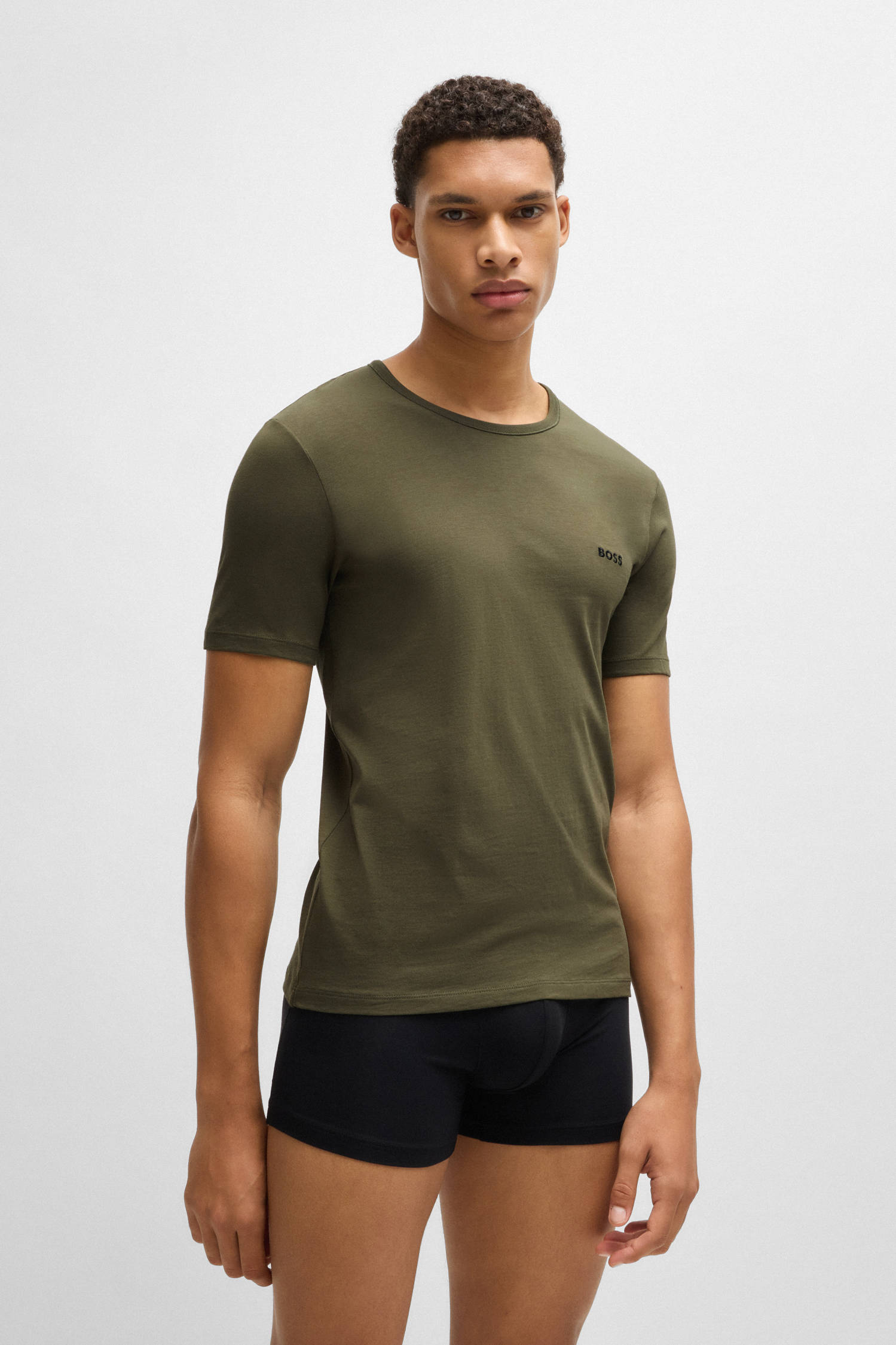 BOSS ondershirt (set van 3) beige/olijfgroen/zwart