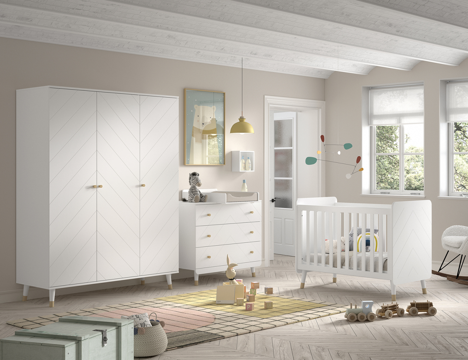 4-teiliges Babyzimmer-Set BILLY - weiß satin