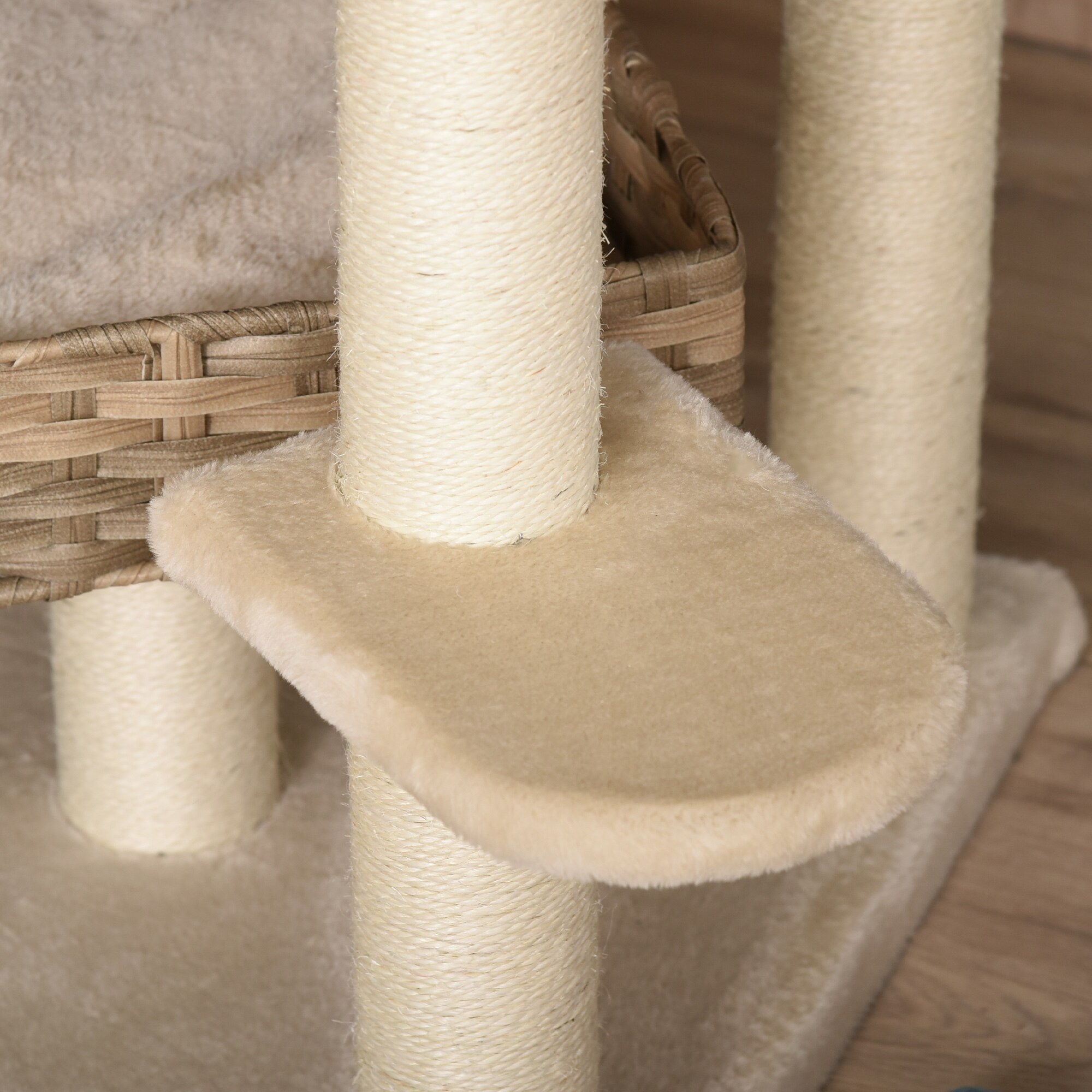 PawHut Kratzbaum mehrstöckig beige, braun 55 x 55 x 174 cm