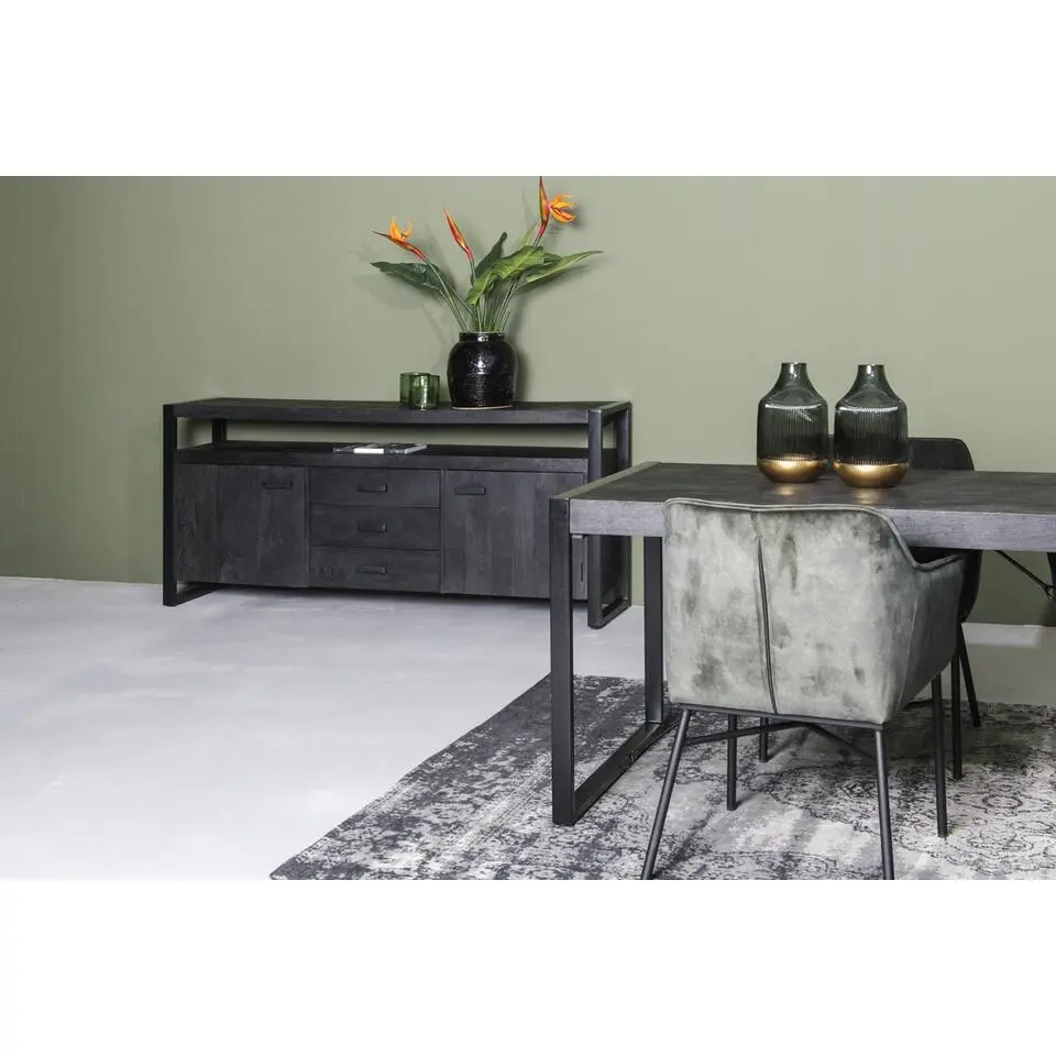 Dressoir Zwart Mangohout - 180x43x80cm - Norris