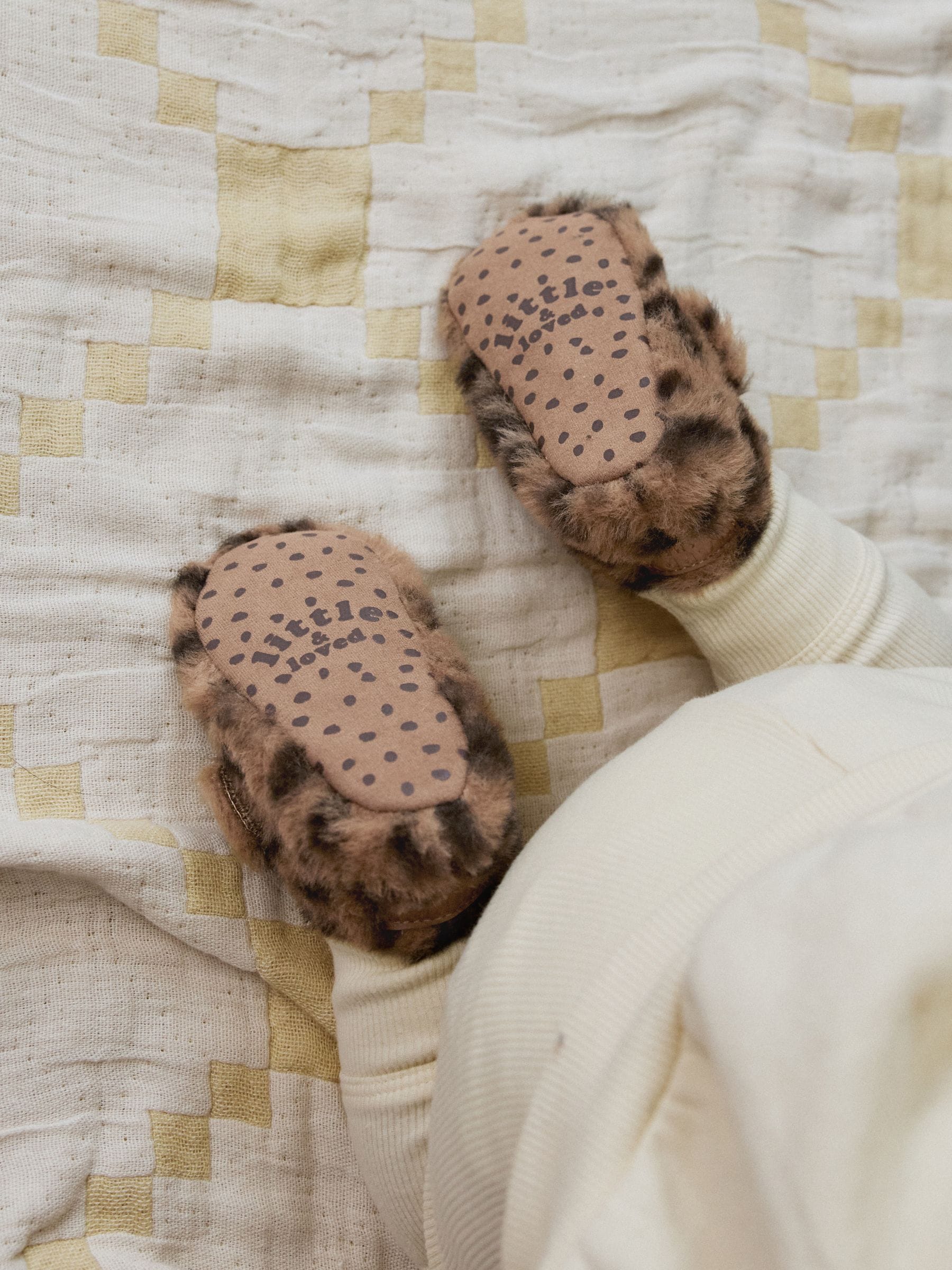 Animal Bruin met dierenprint - Baby Cosy Boots met Klittenbandsluiting (0-18maanden)