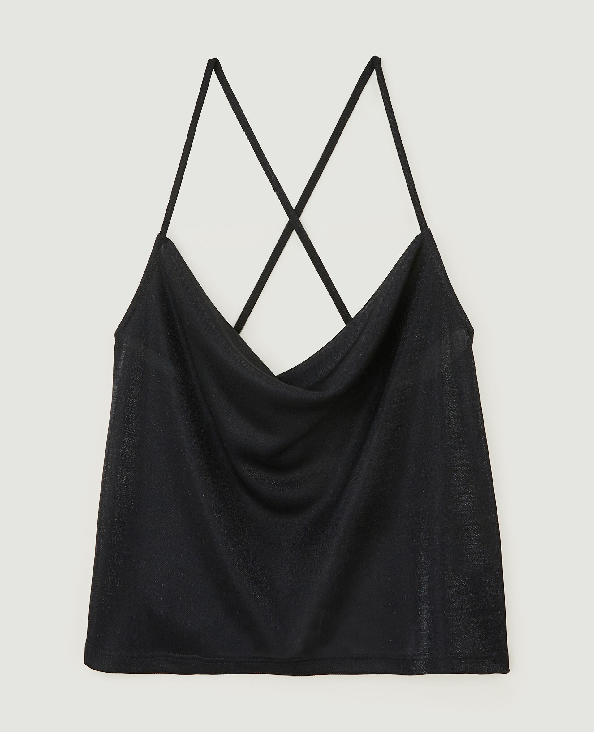 Top col bénitier avec lurex - Noir