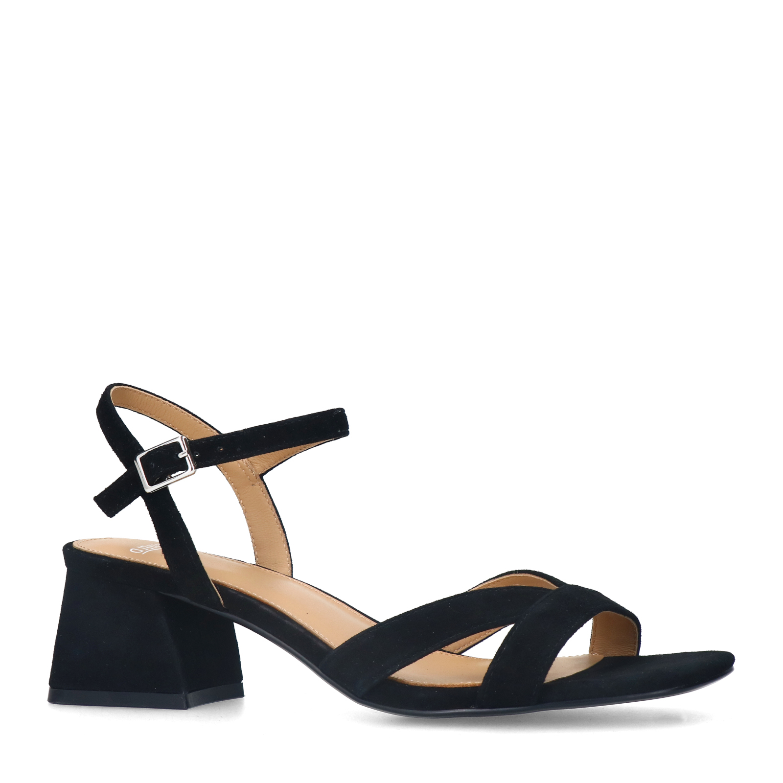 Zwarte suède sandalen met hak