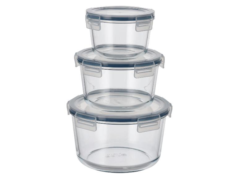 Set van 3 glazen vershoudbakjes