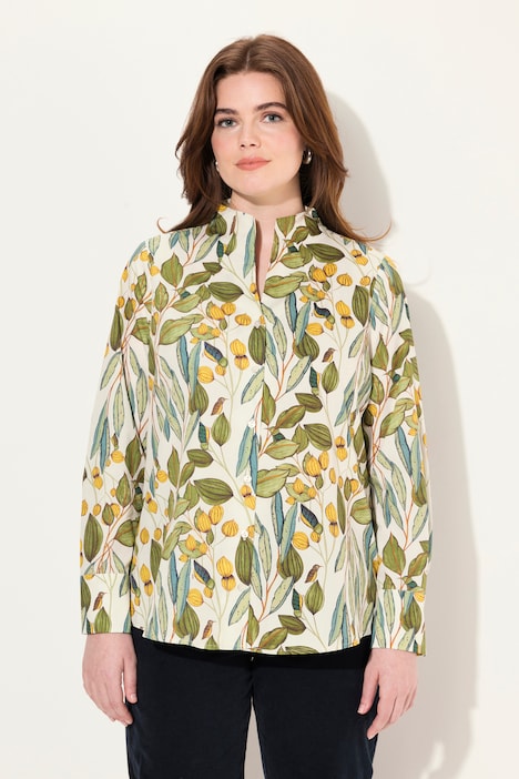Bluse, Kelchkragen, bedruckt, Langarm