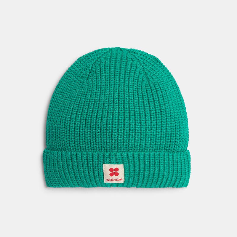 Bonnet bébé en maille tricot vert cèdre Catimini Vert