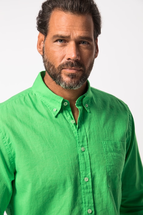 Leinenmixhemd, Langarm, Buttondown-Kragen, Modern Fit