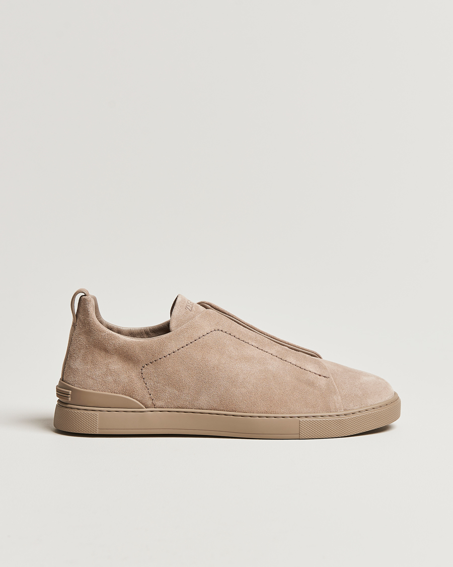 Zegna Triple Stitch Sneakers Full Beige Suede