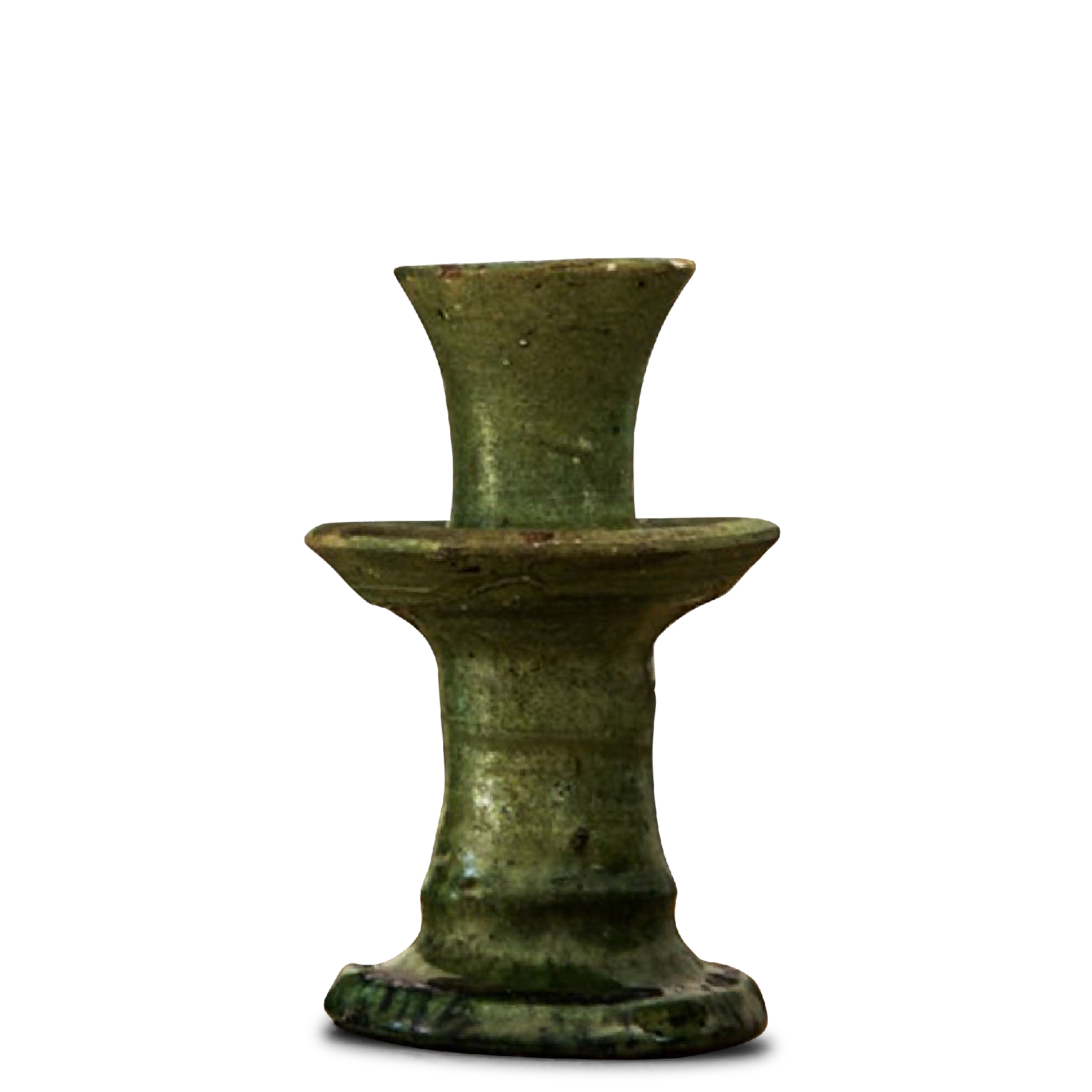 Bougeoir en poterie émaillée | Vert