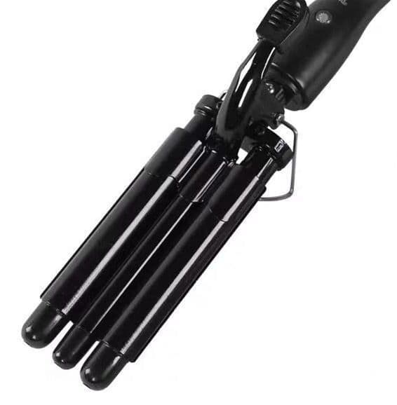 Triple Barrel Anti-Scald krøllejern med 2 temperaturtilstande Sort 20mm
