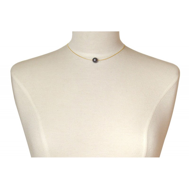Collier Plaqué Or Perle des Poulettes Solitaire 11 mm