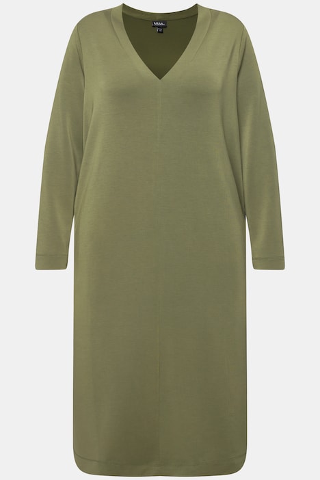 Sweatkleid, V-Ausschnitt, Langarm, Taschen, Modalmix