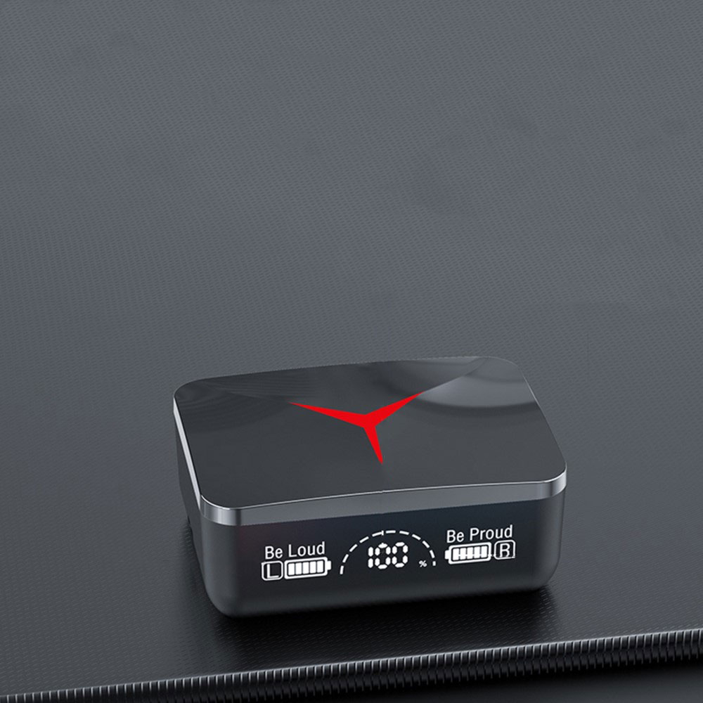 TWS Gaming Bluetooth In-Ear Kopfhörer True Wireless ENC Headset   Ladecase (Powerbank) mit Ladeanzeige (1200mAh) - Schwarz