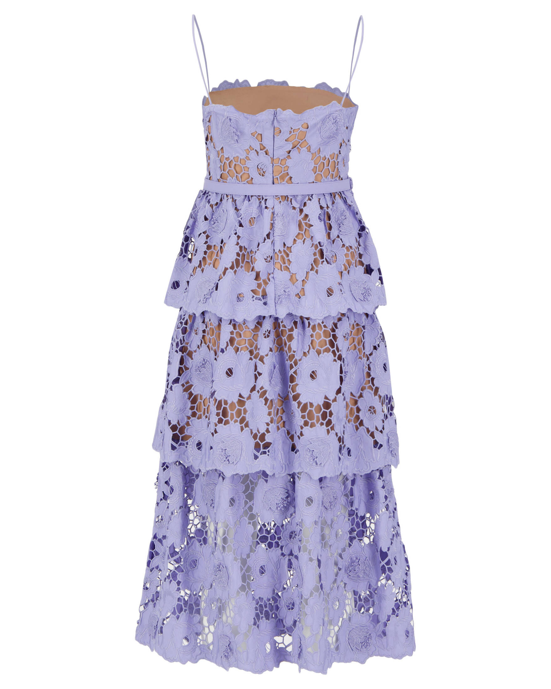 self-portrait| Damen Midikleid mit Lochstickerei  3D COTTON LACE