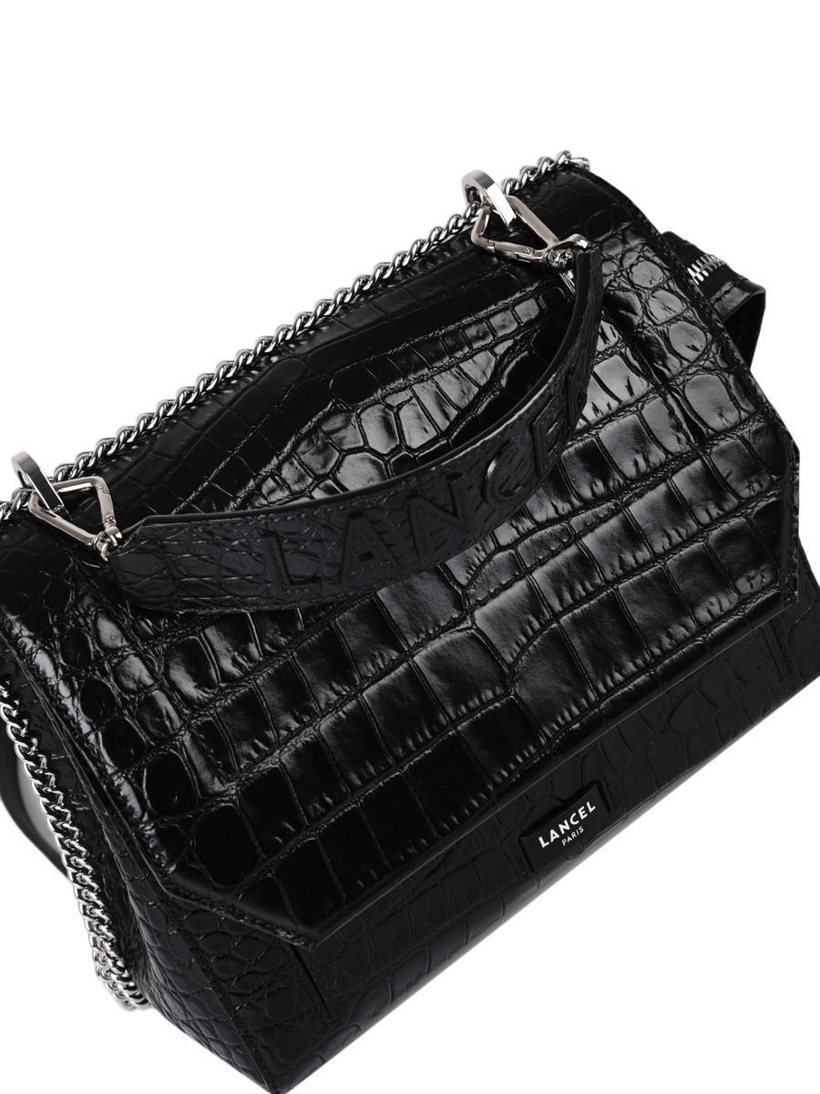 Sac rabat M Ninon Croco cuir LANCEL