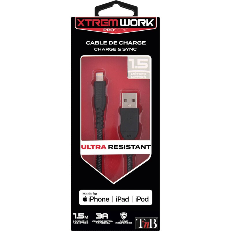Câble tressé USB 2.0 vers lightning de 1.5 m