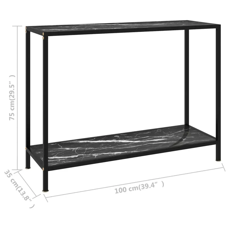 vidaXL - Wandtafel - Zwart - Glas - 100 x 35 x 75 cm