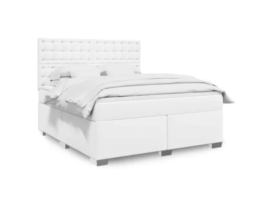 Sommier à lattes de lit avec matelas Blanc 180x200cm Similicuir