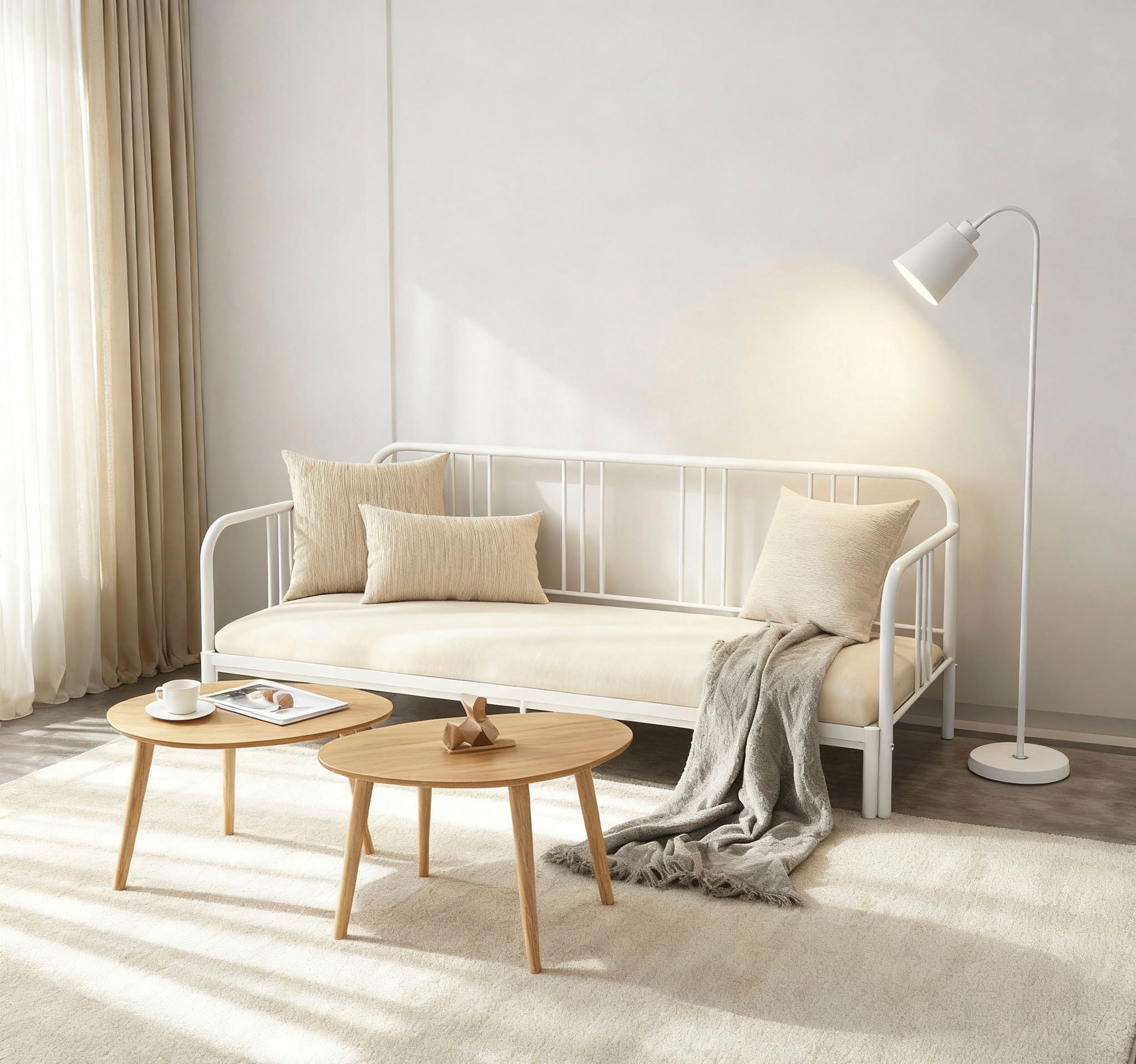 GOODproduct Metallbett »Trento Bett Bettgestell Bestseller Doppelbett Ausziehbett« Bestseller Gästebett Sofabett Schlafzimmer,  Daybett mit Ausziefunktion im Landhausdesign weiss