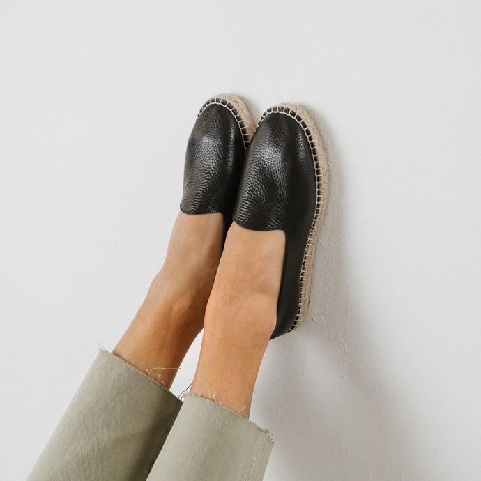 Espadrilles  en cuir grainé noir