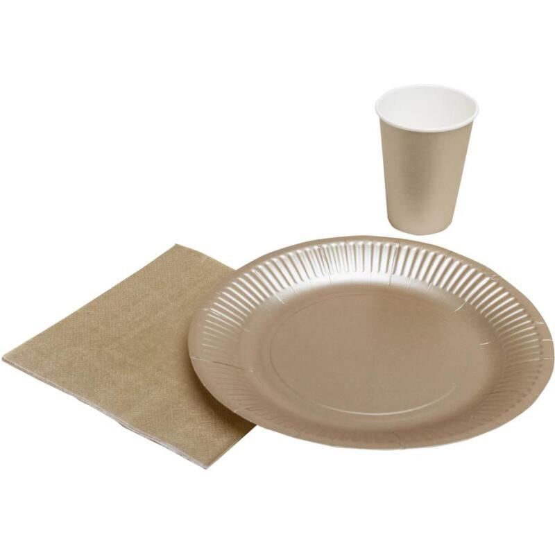 10 Assiettes en carton rondes, 23 cm - Or