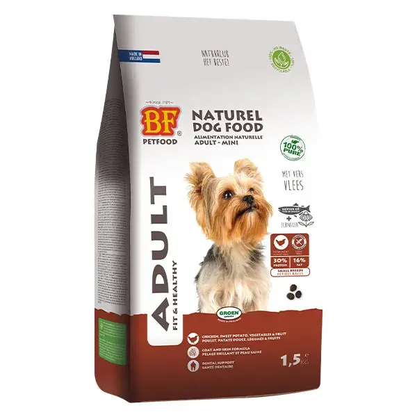 Ração BF Petfood Mini Grain-Free para Cães Adultos de Pequeno Porte, 1,5kg