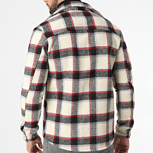 Surchemise A Carreaux UY695 Beige Noir Rouge
