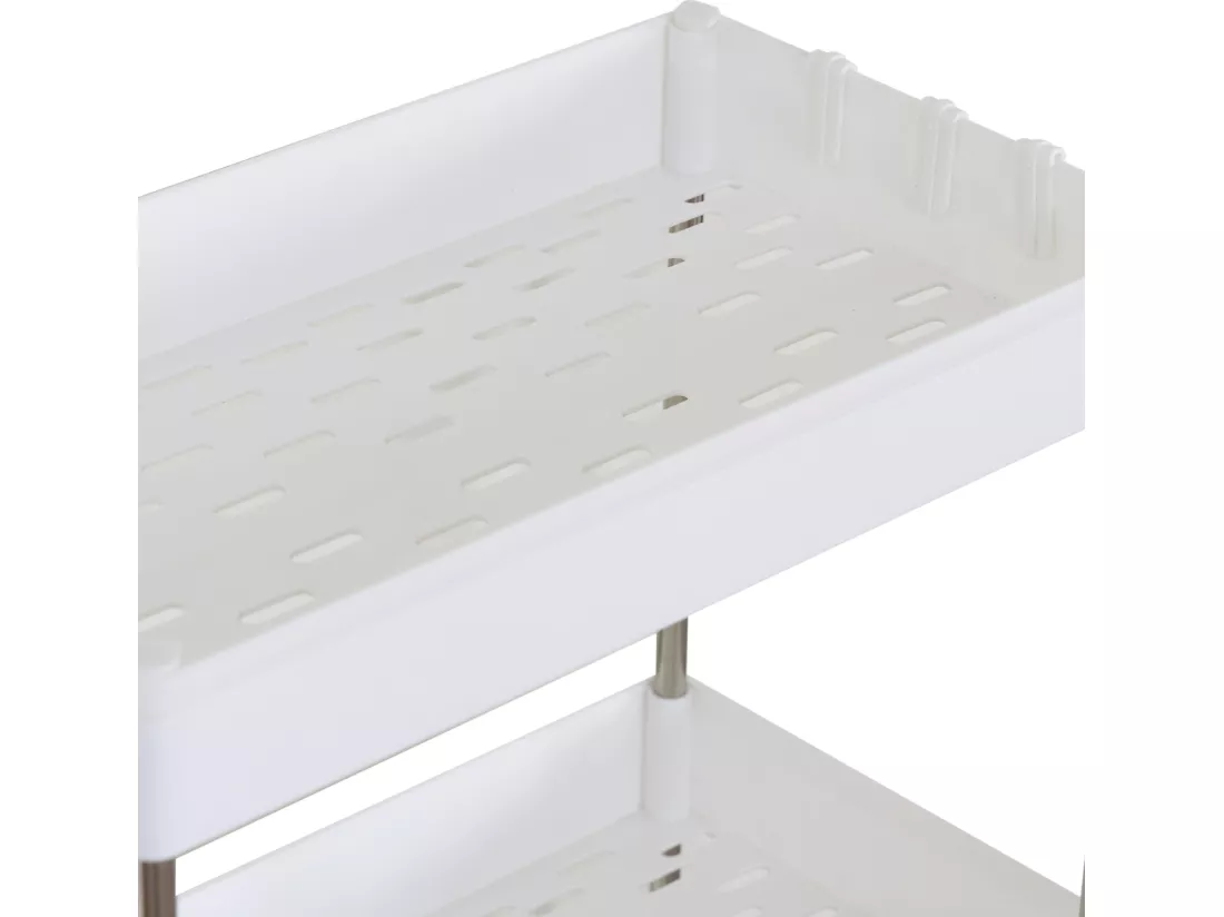 Chariot de cuisine avec roulettes 4 étagères en plastique blanc