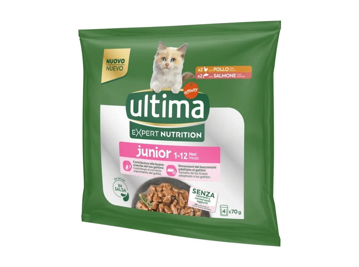 COMIDA HÚMIDA PARA GATO ULTIMA JÚNIOR 4X70G