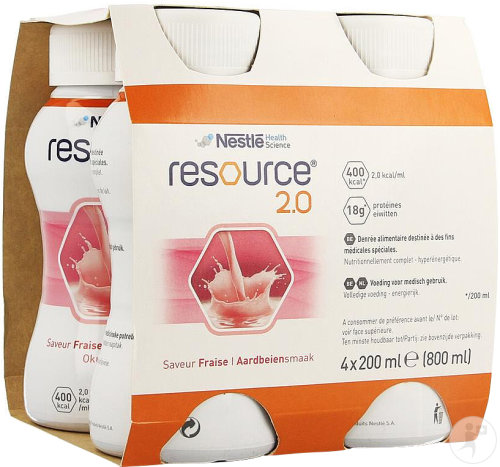 Nestlé Resource 2.0 Fraise Bouteilles 4x200ml (12100544)