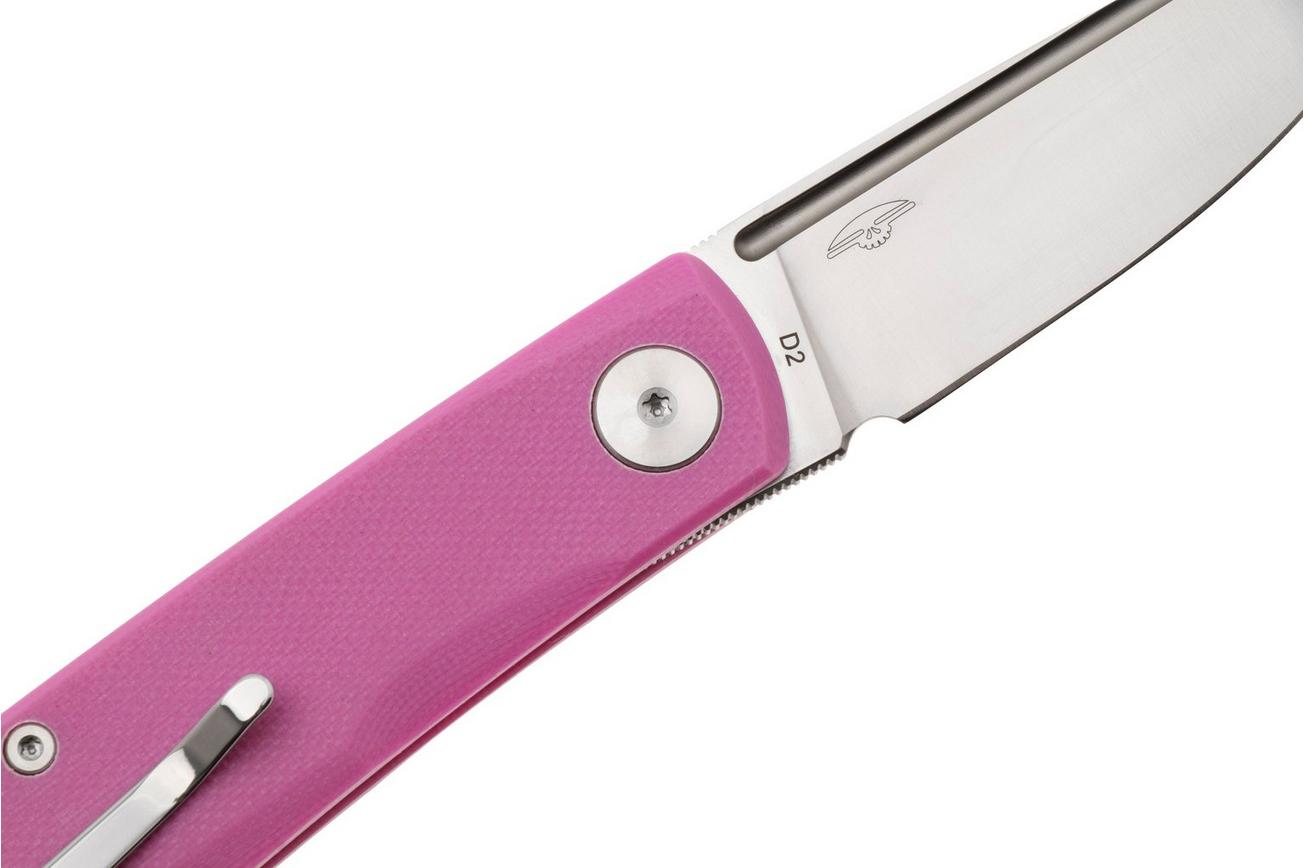 Real Steel Luna Phantom Flipper Double Detent 7008PS Satin D2, Pink G10, zakmes