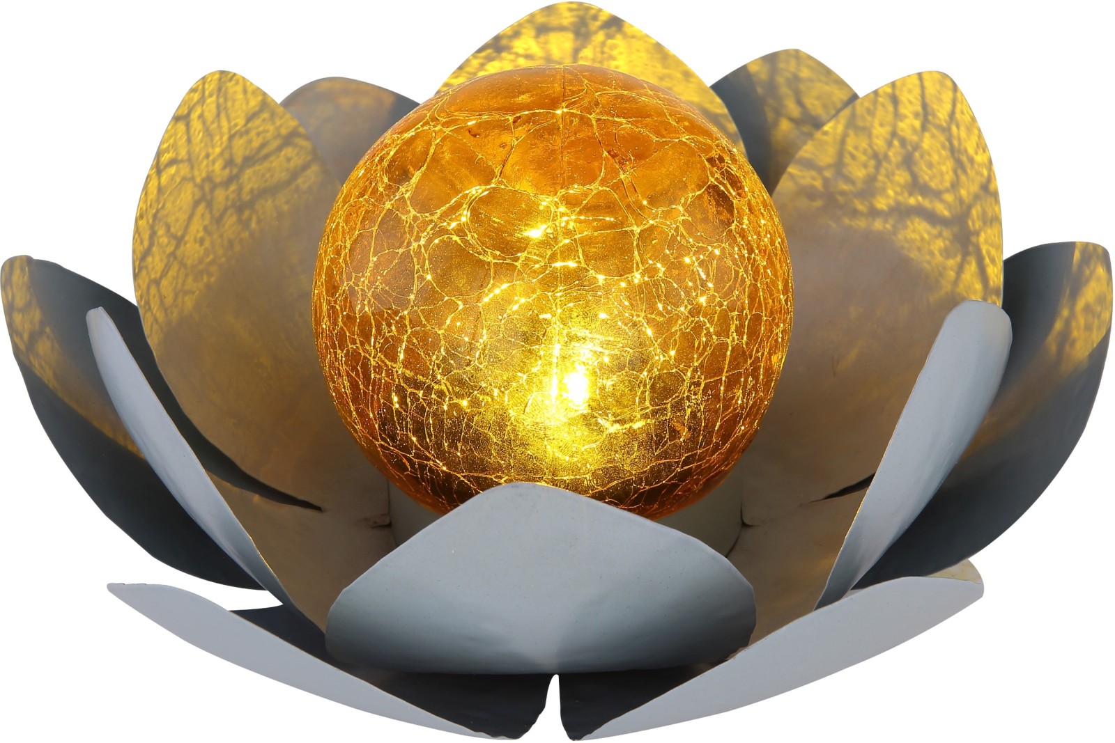 LED-Solarleuchte - grau-gold - metall