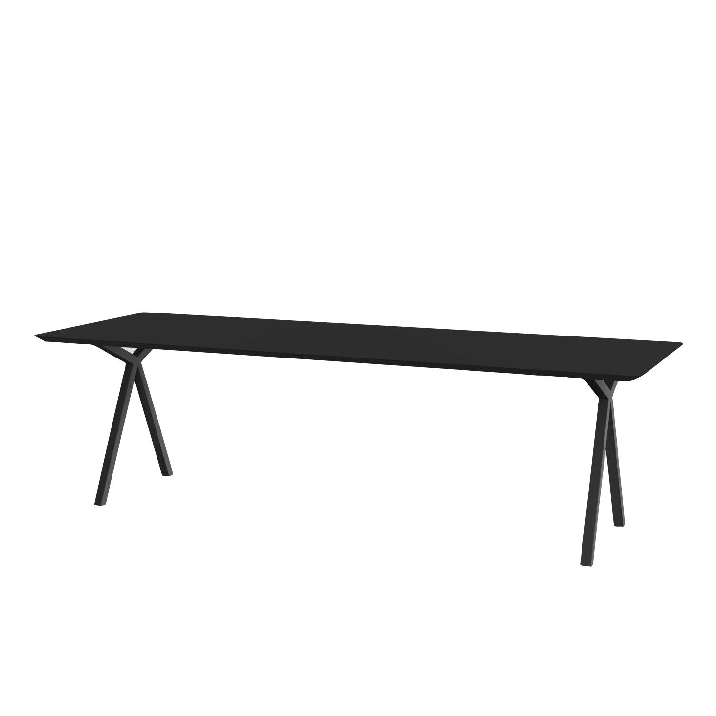 Studio HENK tafel Slim X-type Rechthoekig - zwart frame, HPL Fenix nero ingo 200 x 90 | HPL Fenix Nero Ingo | Verjongde Rand | Frame Zwart