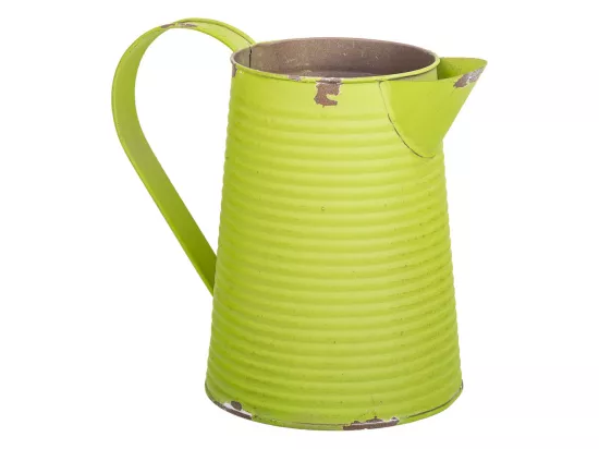 Cruche en métal vert 20xd13x17/18.5h td:10