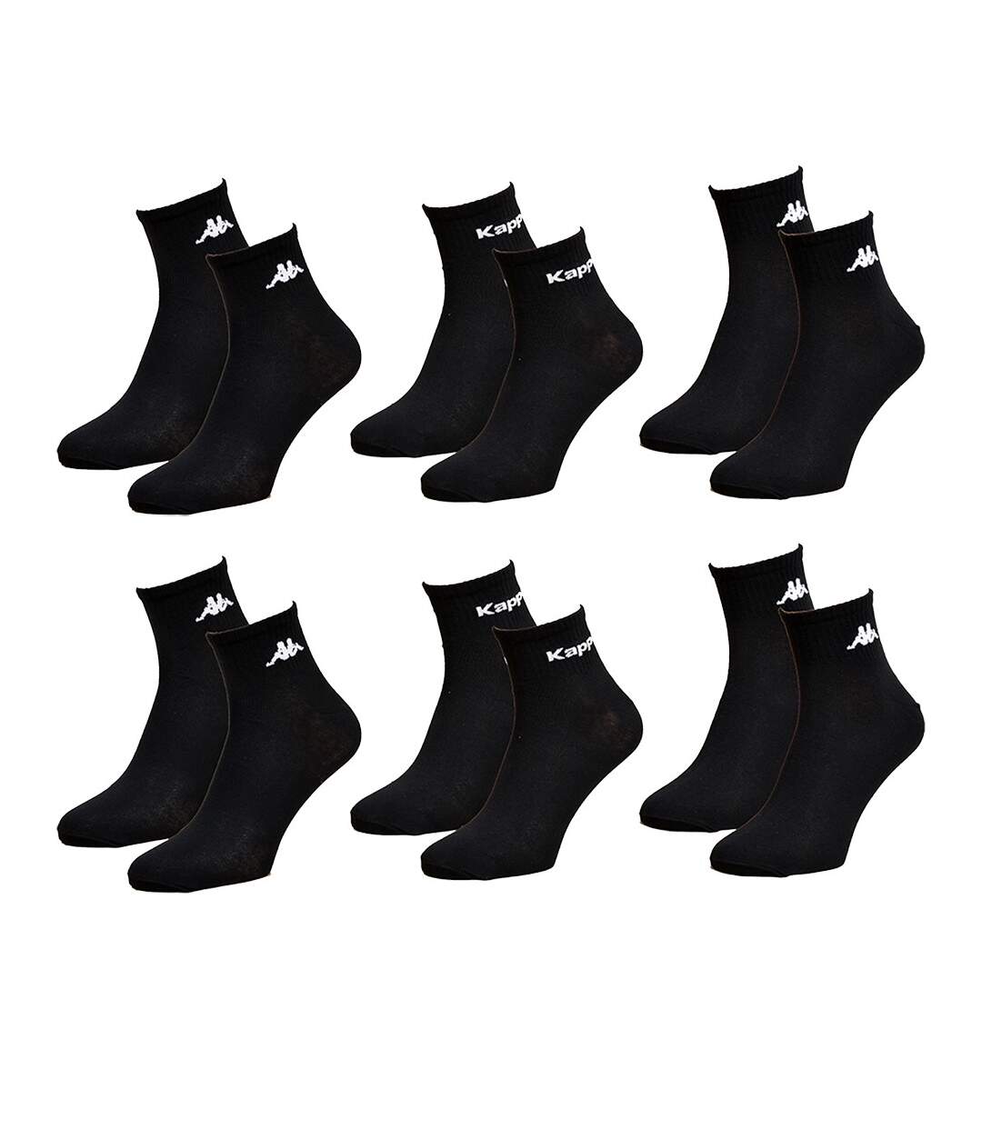 Chaussettes Femme KAPPA Sport, Urbain et confort -Assortiment modèles photos selon arrivages- Pack de 6 Paires Noires