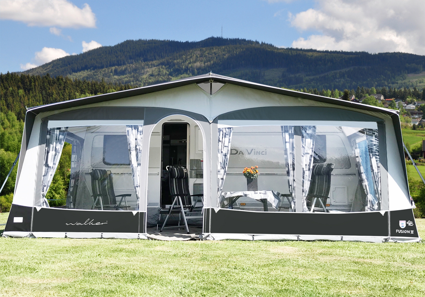 Walker Fusion II 240 Vorzelt Glasfibergestänge Max 1035 Umlaufmaß 1020 - 1050 cm