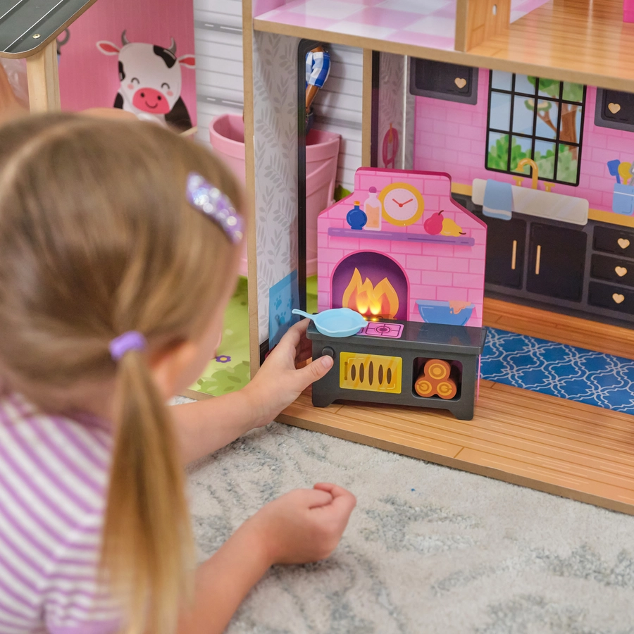 KidKraft® 2-in1-Puppenhaus mit Windrad-Aufzug und Scheune