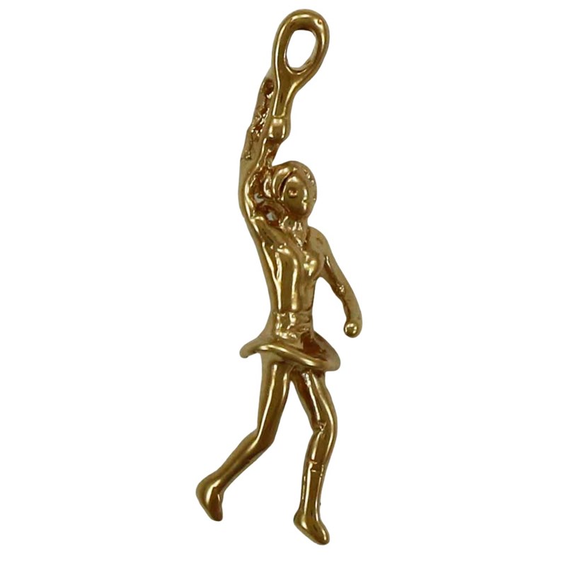 Pendentif joueuse de tennis - Plaqué or