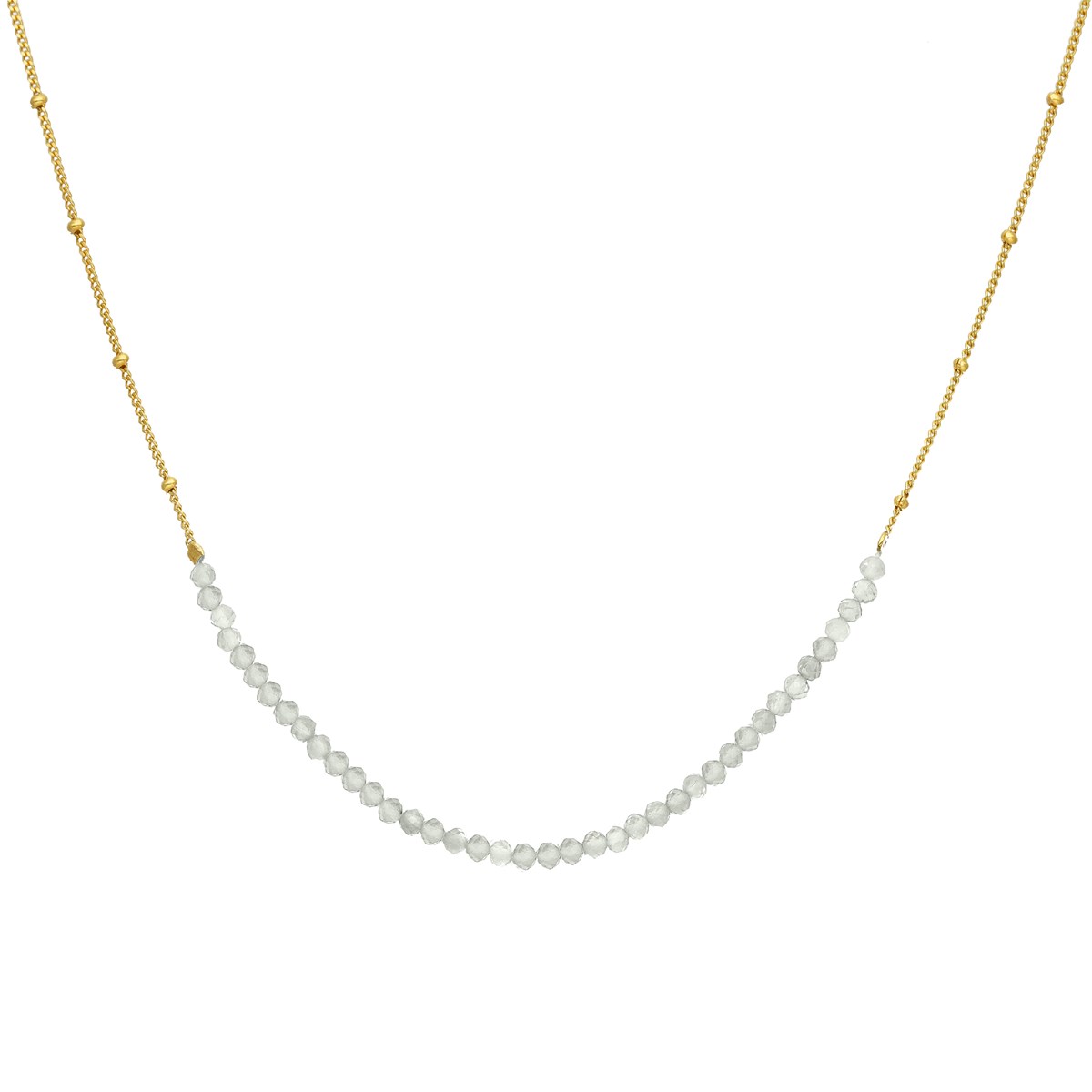 Collier Chaîne Argent Doré Avec Pierres De Lune Blanche