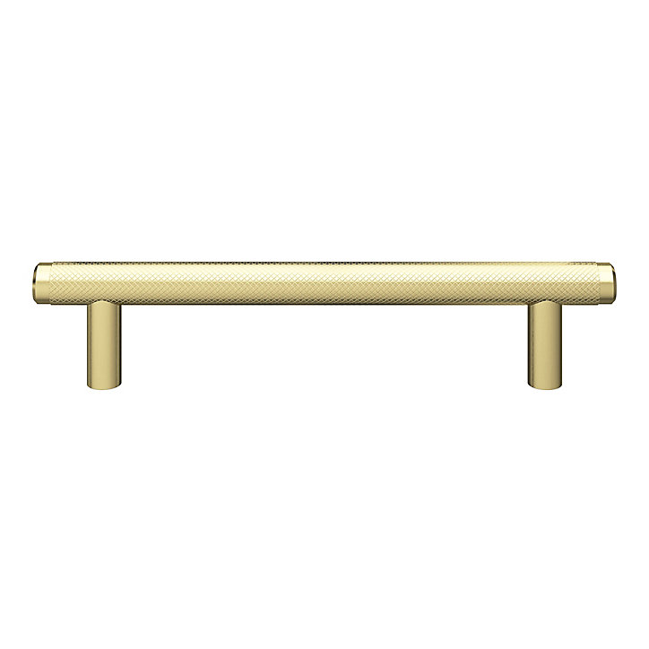 Poignée de meuble en T GoodHome Irus acier effet laiton satin doré l.168mm x l.12mm x H. 35mm entraxe 128mm