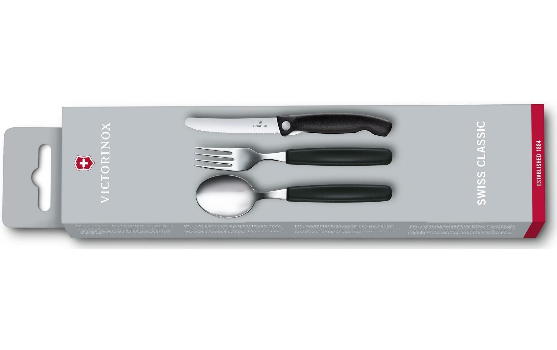 Besteck-Set Swiss Classic 3-teilig, Schwarz/Silber3-teiliges Besteck-Set in der Farbe Schwarz