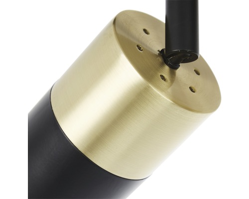 Plafondspot, 2-lichts, HxL 16,8x36 cm, geborsteld messing/zwart