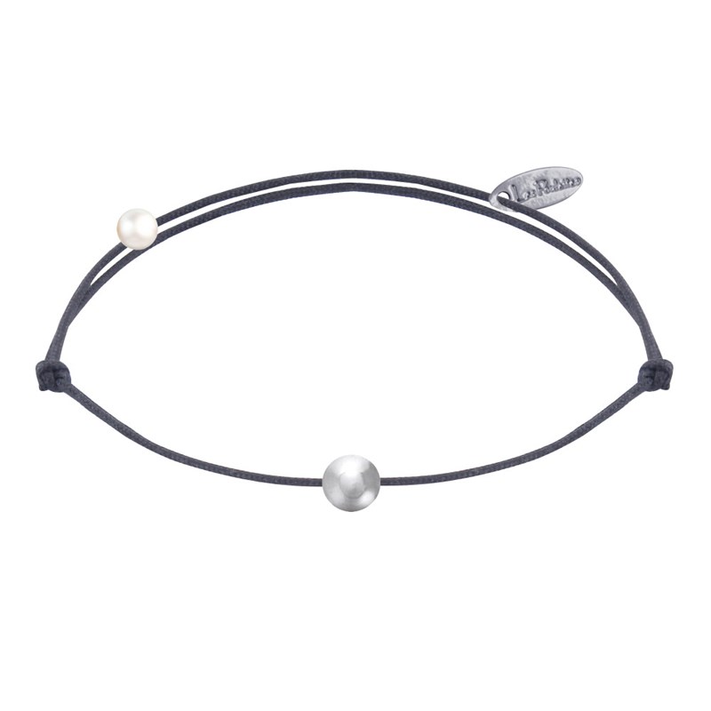 Bracelet Lien Petite Perle Argent - Gris