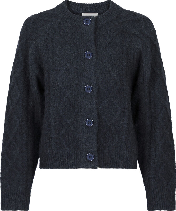 Neo Noir Selda Cable Soft Knit Cardigan Black