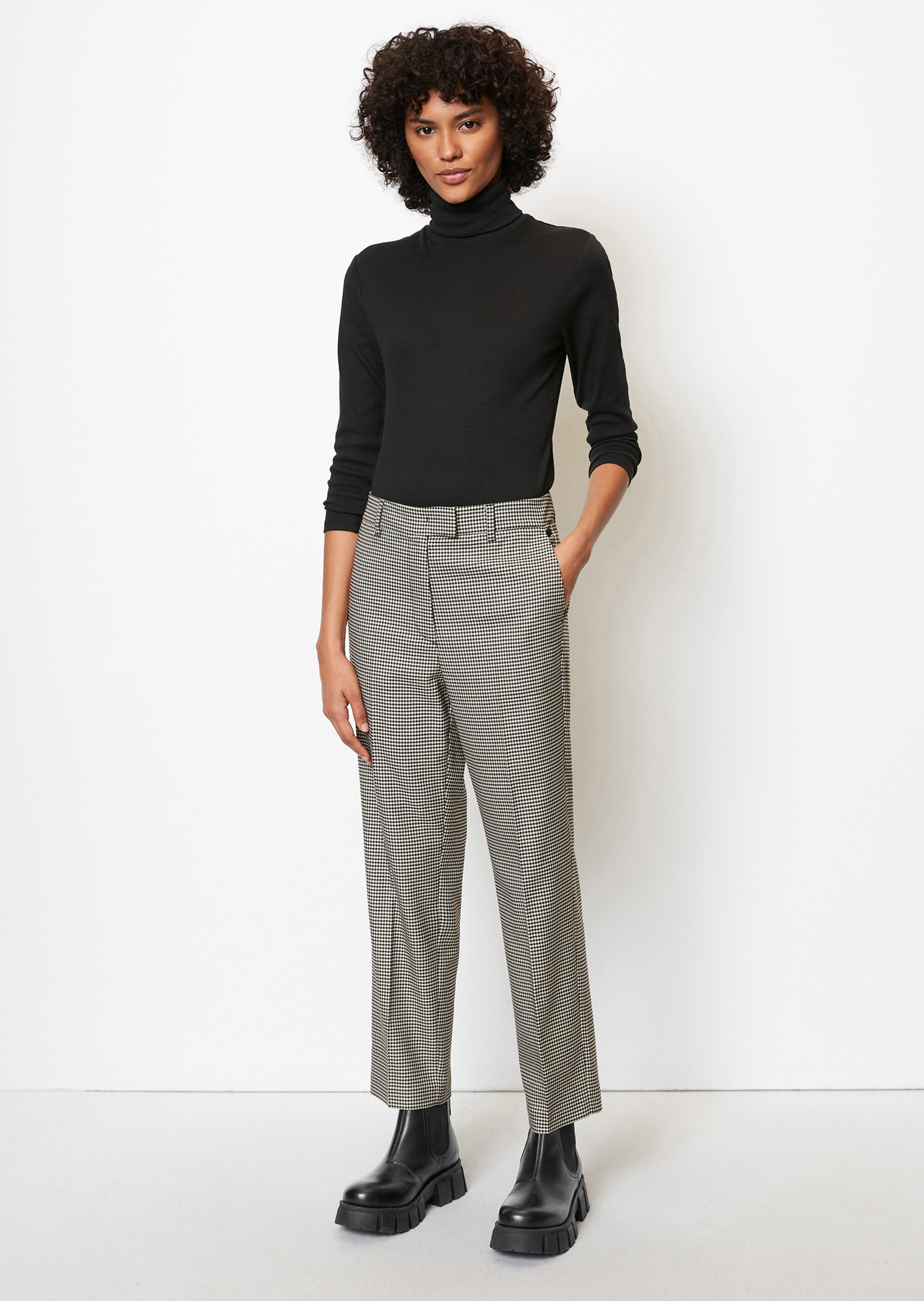 Zigarettenhose slim croopedmit Vichy-Karo