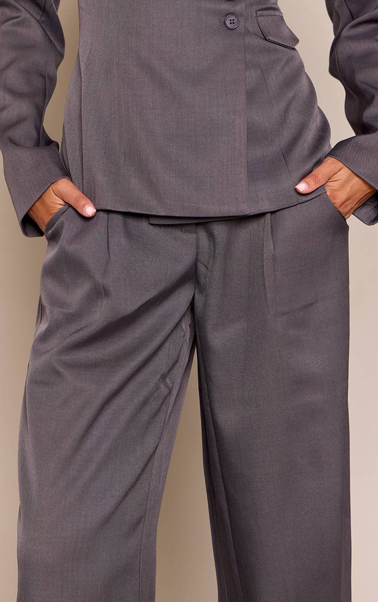 Gris Pantalon Large Tailleur En Tissu Tissé