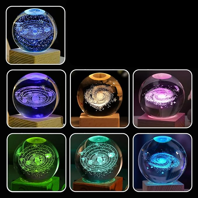 360° LED Kristall Kugel USB Galaxy Nachtlicht Home Dekoration mit Farbwechsel - Saturn